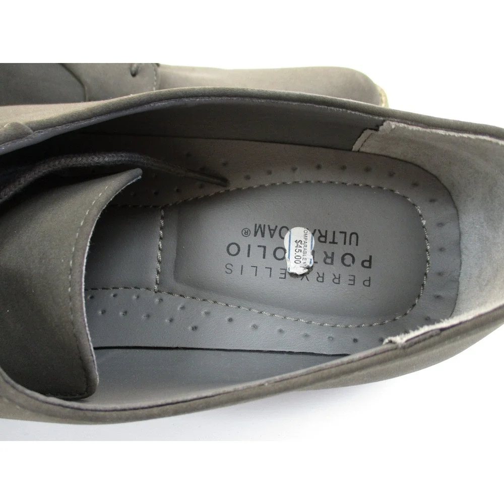 Perry Ellis Dress Shoes Mens 11.5 Gray Portfolio Ultra Foam Lace Up Oxford